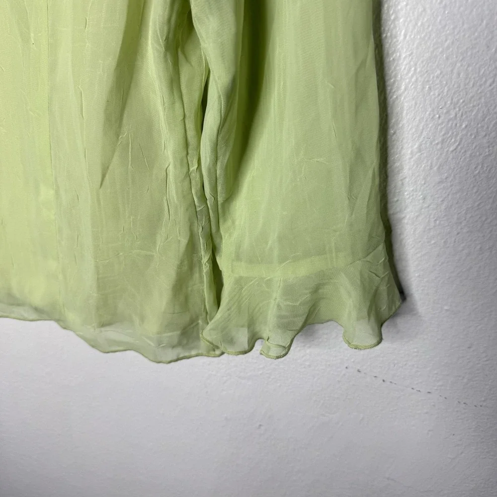 Y2K Dressbarn Light Green Ruffle V-neck Fairycore Top Women's Medium‎ Blouse